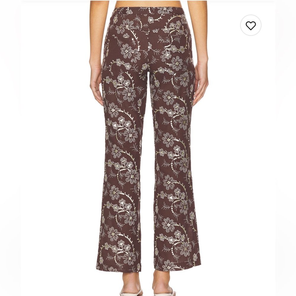 NWT SIEDRES Cera Floral Detailed Chocolate Brown Pants - Picture 4 of 8